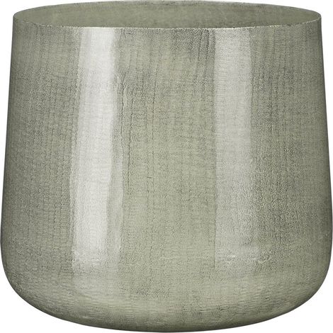 Cache-pot en Métal Style Industriel Gris Clair pour Plantes d'Intérieur Ø26 x H24 cm - PANGIVO (1/4)