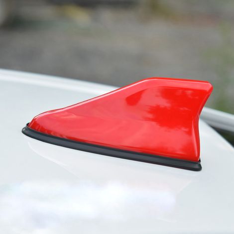 Antenne requin rouge pour toit de voiture, accessoire extérieur auto, finition piano, signal radio amélioré, pièce de remplacement esthétique (1/5)