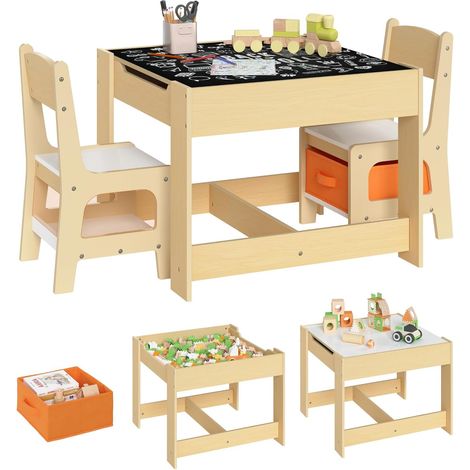 WOLTU Table with 2 chairs Wooden Kids' Children's Desk Set Boys Girls Play (1/5)