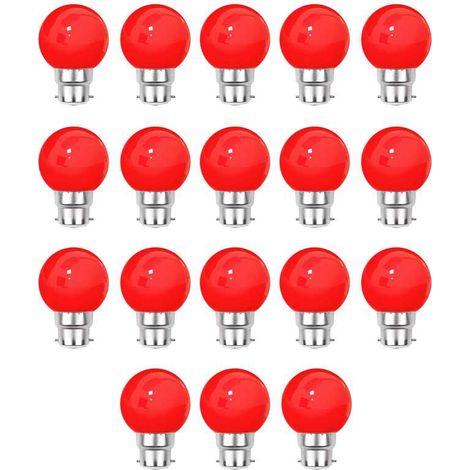 Lot de 18 ampoules LED Rouges B22 Incassables - Guirlandes guinguette - Culot baïonnette