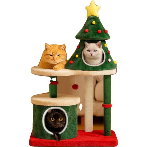 Árbol rascador para gatos, diseño multinivel, construcción de madera duradera, CAT TREE-C (1/2)