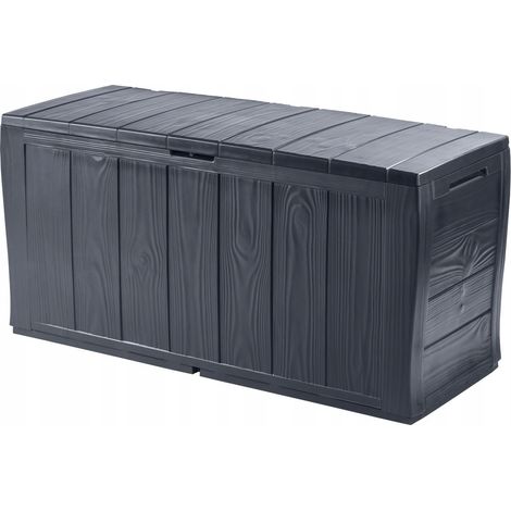 Keter – Coffre de jardin 270 L – Résine aspect bois graphite – Dimensions 117 x 45 x 57,5 cm – Couvercle robuste et verrouillable (1/10)