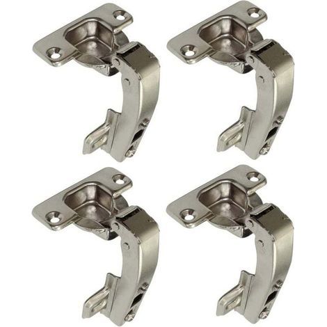 lot de 4 charnières Invisibles 90° clipsable - pour porte de meuble d'angle à une seule porte - avec amortisseur et clip - ouverture de montage 35mm (1/5)