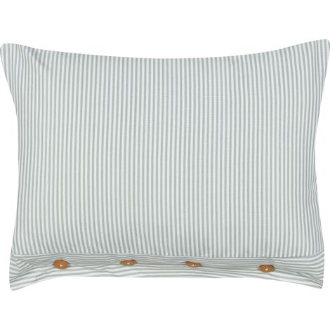 Cojín decorativo moderno cuadrado botones estampado a rayas verde y blanco 40 x 60 cm Sebrine