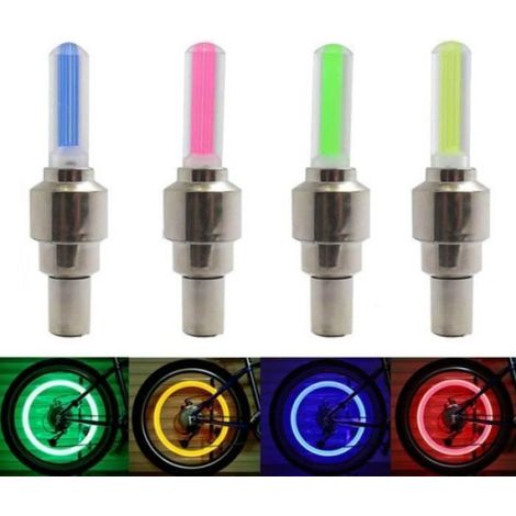 Lumière LED - Activée par vibration - Pour roue de vélo moto voiture camion - Lot de 2 - 4 couleurs - PVC et aluminium (1/4)