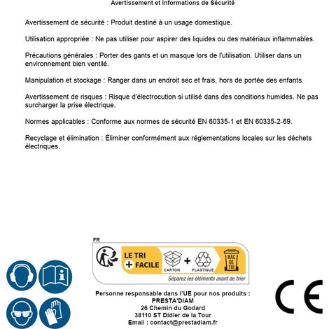 Aspirateur - Cendres Électrique 18L 1000W - Pratique et Efficace - Idéal pour Nettoyage de Cheminées - RIBIMEX