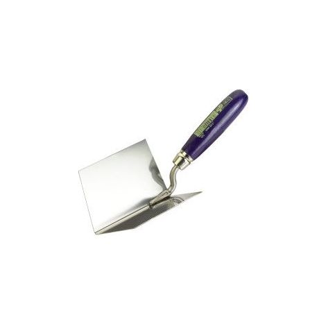 Cazzuola in acciaio Inox per angoli interni 75 x 75 mm, manico in legno