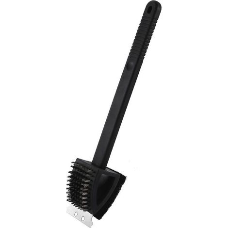 Brosse De Nettoyage - Plancha Griddle Barbecue - Manche En Plastique 42,6 Cm - Laiton Et Eponge - Noir - 1 Unite (1/3)
