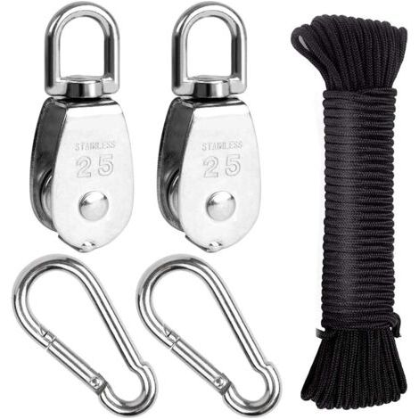 Kit de Poulie en Acier Inoxydable 304,Poulie Simple M25,Poulie de Levage, Poulie pour Cable,Charge 150kgdengyank (1/5)