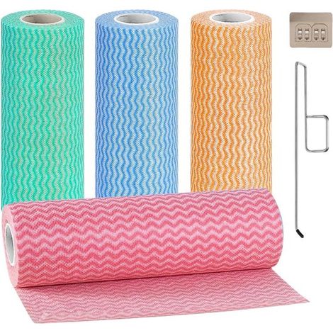 Chiffons de nettoyage 4 rouleaux – Chiffons lavables et réutilisables pour nettoyage humide et sec – Essuie-tout pour vaisselle cuisine et surfaces – 20 x 30 cm (1/5)