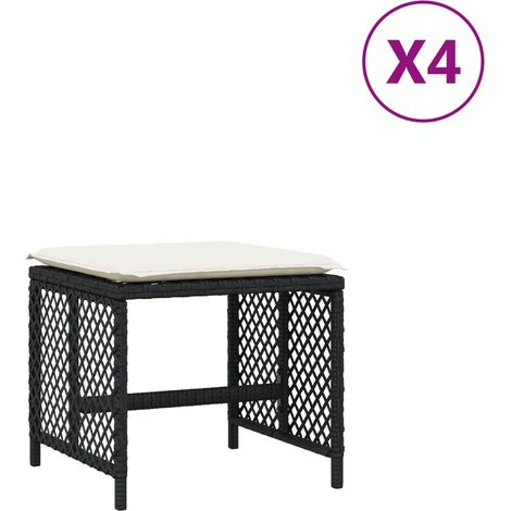 Tabourets de jardin,Repose-pied et coussins lot de 4 noir 41x41x36 cm rotin CFW79647 (1/5)