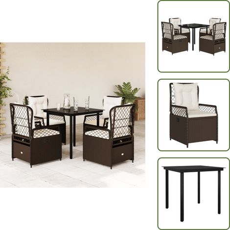 Coussin de siège - vidaXL Ensemble à manger de jardin 5 pcs et coussins marron poly rotin - Housse amovible