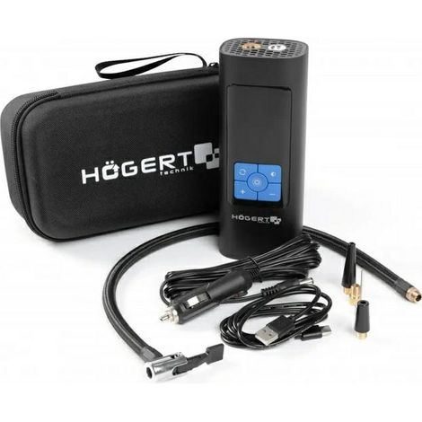 HÖGERT Technik Pumpe de Air elektrisch mit tragbarem Akku 145PSI 3 in 1, Mini Kompressor mit Power Bank de und LED-Licht, Kompressor de Air mobil, Pumpe de Fahrrad, Matratze, USB-C Ladegerät.