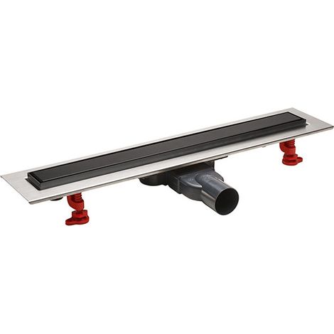 Wirquin Pro – Caniveau de douche VENISIO SLIM+ – Grille finition noire réversible – Ø40 mm – Longueur 500 mm – Débit 35L/m – Siphon ABS platine (1/3)