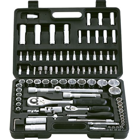 COFFRET 94 PCS CLE A CLIQUET DOUILLE MÉTRIQUE 1/4" ET 1/2" FERVI 0618