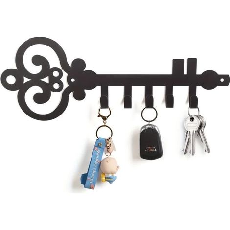 Crochet Mur - Porte-Clé Porte-Manteau Métal Forme Clé - 5 Crochets - Pour Salle De Bain Cuisine Entrée - 1 Pièce