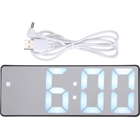 Miroir numérique LED réveil de bureau électronique avec affichage digital pour chambre à coucher (1/5)