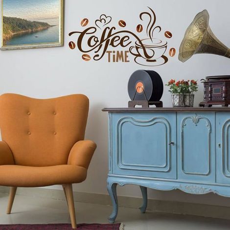 décor Autocollants Stickers, café Temps Tasses et Haricots peler et Coller Papier Peint, Bricolage Amovible Wall Art STICKERS (1/5)