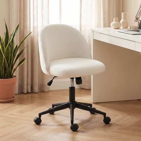 Chaise de bureau pivotante réglable en hauteur, jusqu'à 120 kg, crème (1/5)
