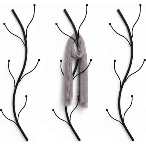 DanDiBo Wandgarderobe Schwarz Metall 3er Set Flora Garderobe Wand 93861 Garderobenhaken Flurgarderobe Kleiderhaken Hakenleiste (1/5)