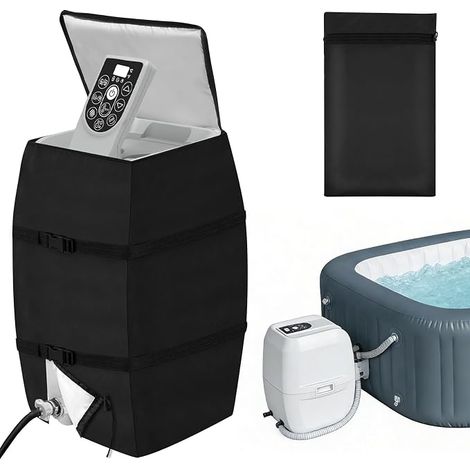 Spa Heating Pump Cover, Adjustable and Foldable Spa Heating Pump Cover with Cord and Reinforced Straps, Waterproof Protective Cover for Hot Tub Pump (1/5)