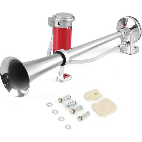 Klaxon Camion 12v Blanc Zinc Tube 450mm Longueur Trompette Tracteur Corne 150db 12V Haut Parleur de Voiture Camions Motos et SUV (Argent) (1/5)