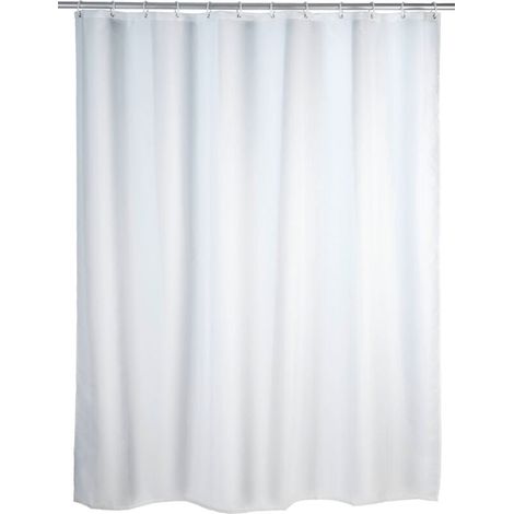 Rideau de douche anti-moisissure antibactérien base lestée lavable en machine à 30° avec passants 180x200 cm 30 Polyester Blanc (1/4)