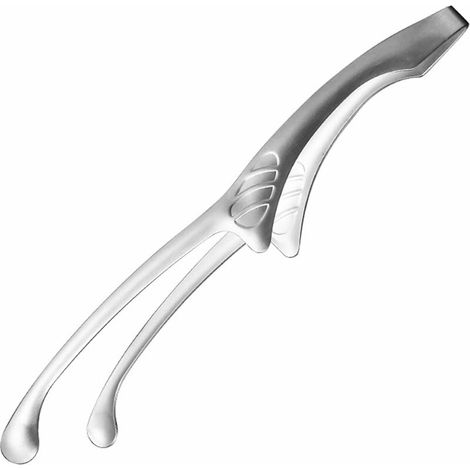 Brucelles pour Barbecue, Pince de cuisine Argentée Résistante à la Chaleur Pince à Steak en Acier Inoxydable Antidérapante Utilisé (1/5)
