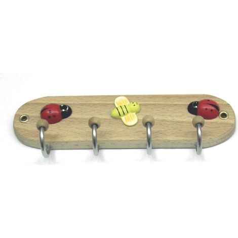 GANCIO ADESIVO IN LEGNO COCCINELLA 4 POSTI- DIESSE- 12,0 pz