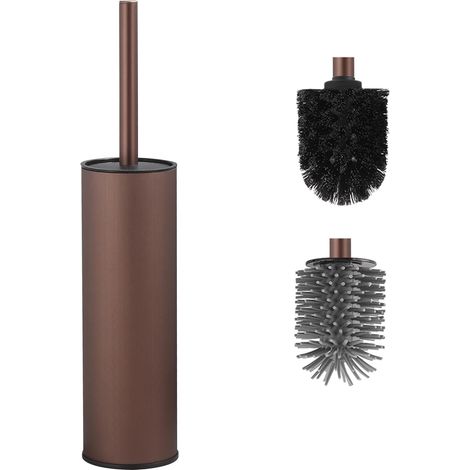 2 - Brosse WC - Support Autoportant - Nettoyage Profond Anti-Goutte - Salle de Bain Moderne - Or Rose - 35x12cm