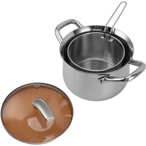 20 cm Kochtopf, multifunktionaler Brattopf aus Edelstahl 304 mit Glasdeckel (1/5)