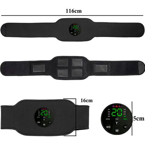Filiyano-Ceinture ventrale rechargeable EMS en silicone noir (matériau de plongée), ensemble trois pièces avec écran et chiffon lavable, ceinture de (1/5)