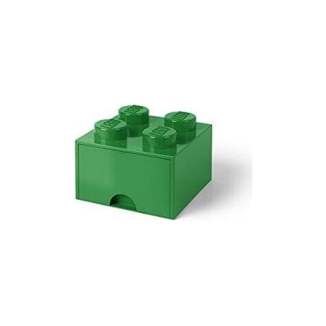 Caja de almacenamiento Lego para 4 bloques de juguete con cajón, verde oscuro