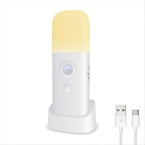 Veilleuse à détecteur de mouvement, veilleuse LED à intensité variable, idéale pour éclairer une chambre ou un couloir, lumière jaune (1/5)