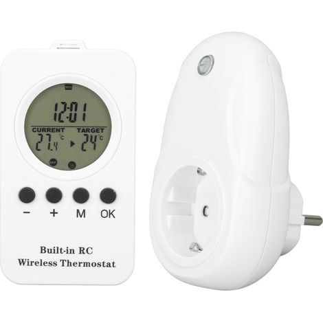Thermostat sans fil à brancher, télécommande LCD, affichage numérique, régulateur de température avec sonde de température, prise UE 220 V (1/5)