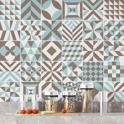 Stickers carrelage - Motif carreaux de ciment - 36 Stickers 20x20 cm - Adhésif MAT (1/3)