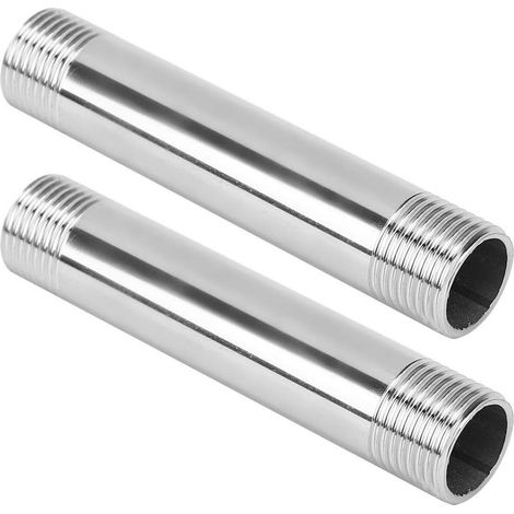 2 Pcs Raccords De Tuyaux en Acier Inoxydable Diamètre Égal Fileté Tuyau en Fonte Mamelon Connecteur Pipelines Raccords De Plomberie,100mm(G1/2 Male Thread) (1/5)