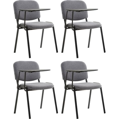 Set di 4 sedie Ken in tessuto con tavolo pieghevole grigio