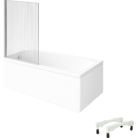 Bañera recta VILLEROY & BOCH Architectura con patas acrílica 170 x 75 cm + Mampara de bañera izquierda AURYS Raywall cromada