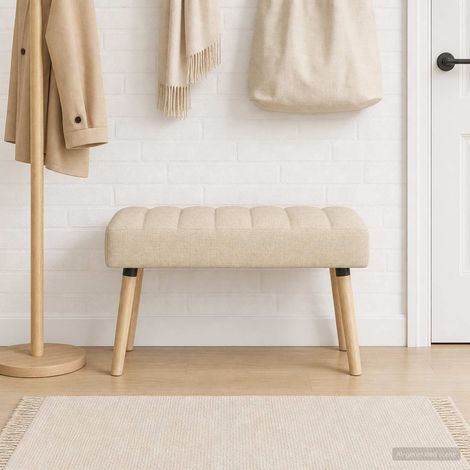 vidaXL Panchina trapuntata a canale Crema 80 x 40 x 46 cm Tessuto