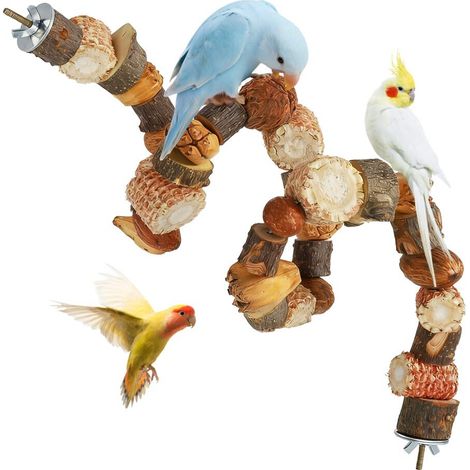 Perchoir Flexible pour Oiseaux en Bois Naturel 80cm - Jouet à Mâcher et à Grimper pour Perruches, Canaris et Cockatiels (1/5)