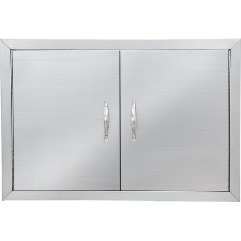 porte cuisine extérieure acier inoxydable 71x48 cm encastrement affleurant poignée îlot barbecue poste grill (1/5)