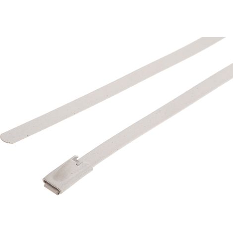 Serre-câble RS PRO Blanc en Acier inoxydable revêtu de polyester, 150mm x 4,6 mm ( Prix pour Sachet de 100 )