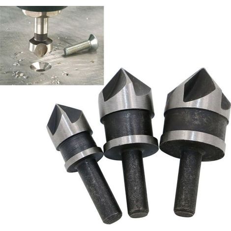 Lot de 3 Embouts HSS Fraise à Chanfreiner Ø 6,35 12mm/16mm/19mm----Rond (1/3)