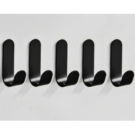 Crochets muraux autocollants aluminium noir, lot de 5, pour salle de bain et cuisine, design moderne (1/5)