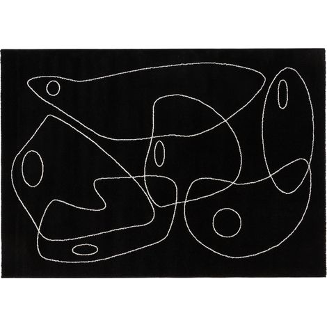 Teppich Schwarz mit Line Art Motiv 160x230 cm ARTISTE