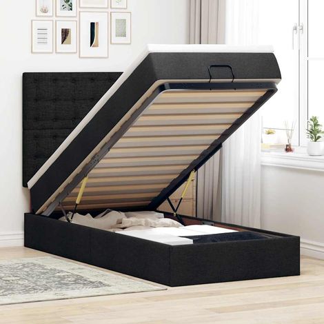 Estructura cama otomana colchón tela negra 90x190 cm vidaXL (1/5)