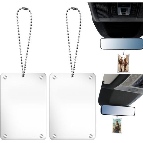 Set di 2 portafoto magnetici universali per auto, cornice portafoto per specchietto retrovisore, accessori decorativi, acrilico trasparente, idea regalo (1/5)