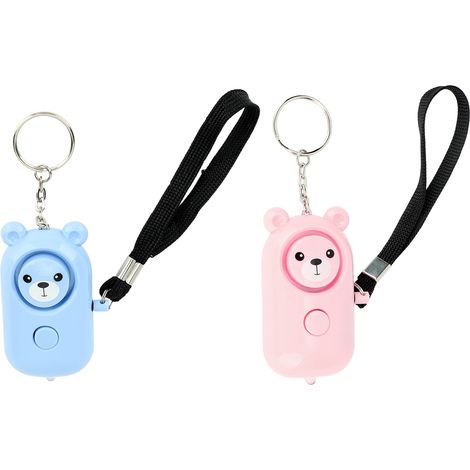 2 PCS Alarme de Sécurité Ourson, Porte-clés Alarme Anti-Agression pour Femmes, Filles, Enfants, Personnes Âgées, Rose et Bleu (1/5)