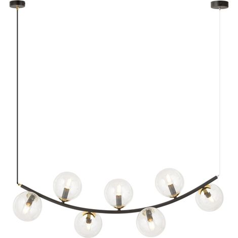 Lampadario sospeso Ritz 7 luci nero vetro trasparente Emibig (1/5)